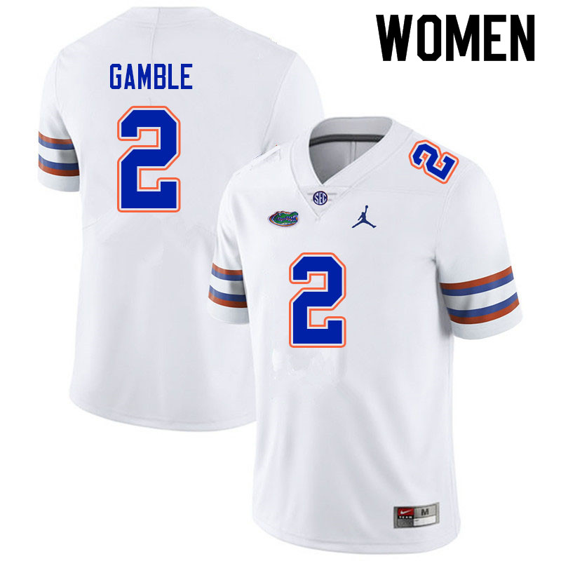 Women #2 Kemore Gamble Florida Gators College Football Jerseys Sale-White - Click Image to Close